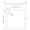 Brodzik NEW CANTARE kwadratowy 80x80x4,5 podstawa posadzka obudowa zintegrowana gł. 2,5 cm, o90