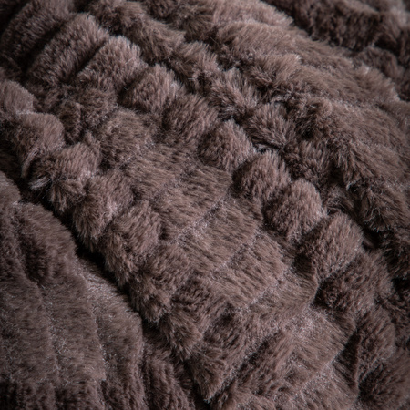 Textured Rabbit Faux Fur Throw Brown 1300x1700mm