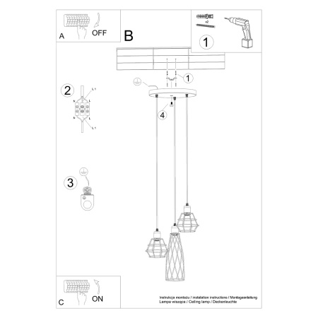 Lampa wisząca SUBA 3P czarna