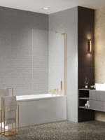 NZ4 Parawan nawannowy NESTA GOLD BRUSHED stały U 70x140 szkło czyste 8mm Active Shield 2.0 - WSPORNIK KĄTOWY