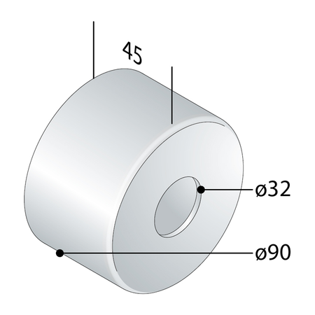 Rozeta maskująca 90/32 mm, wysokość 45 mm, chrom