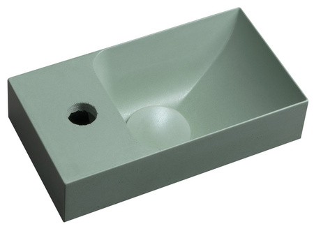 PICCOLINO umywalka betonowa, 30,8x17cm, bateria z lewej strony, zielony mat