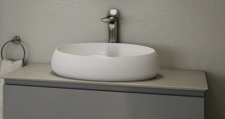 CLOUD Umywalka nablat. owalna 58x40cm biały mat (60cm)