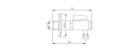 Zawór kątowy 1/2"x 3/8", złoto