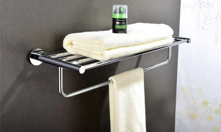 X-ROUND E półka na ręczniki z relingiem 600, chrom