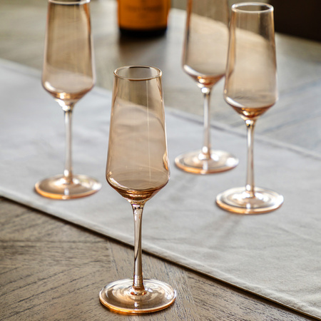 Flute Glass Amber (4pk) 74x74x230mm