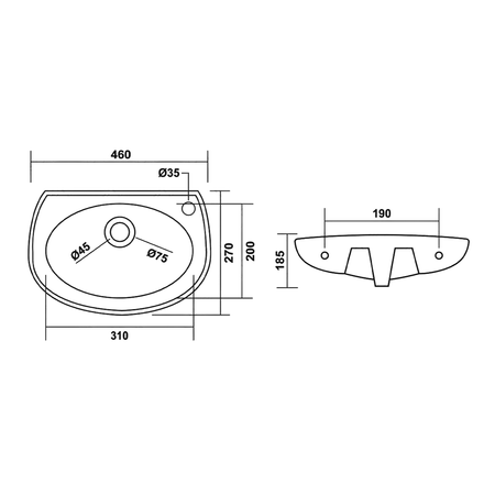 WINZ umywalka ceramiczna 46x27cm, biały