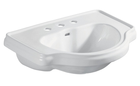 RETRO umywalka ceramiczna 62x45,5cm, wpuszczana w blat, 3 otwory na baterię, biały