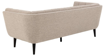 Sofa 3-osobowa Tampa – tkanina Monza bouclé beżowa, czarne drewniane nogi 218 cm ACTONA