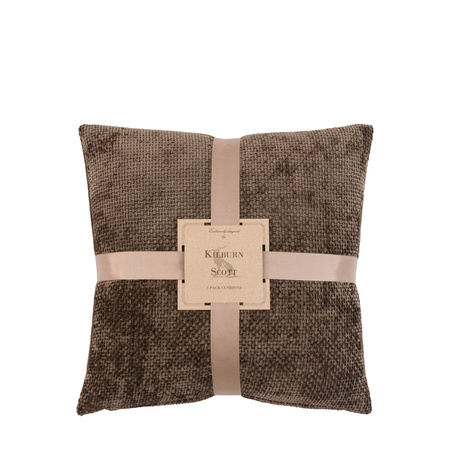 Basketweave Cushion Chocolate 2pk 450x450mm