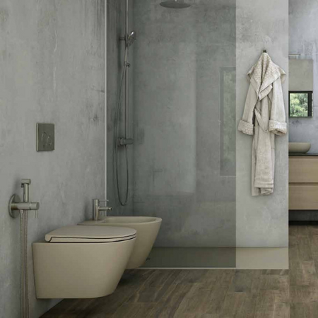 Zestaw RESORT FEELING umywalka nablatowa, Korek klik klak, Miska i Deska WC Cappuccino mat (514)