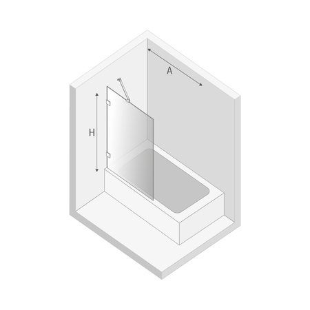 NZ2 Parawan wannowy OXIA COPPER BRUSHED stały 1 U 50x150 szkło czyste 8mm Active Shield 2.0