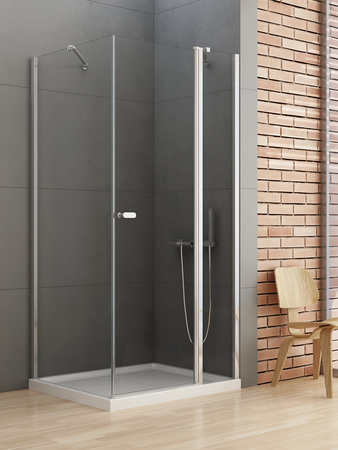 NZ2 Kabina prysznicowa NEW SOLEO 1D prostokątna U 80x110x195 szkło czyste 6mm Active Shield 2.0 - z el. stałym