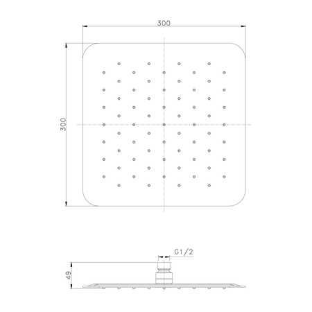 SLIM deszczownia, 300x300mm, złoto mat