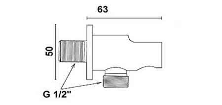 Przyłącze kątowe z uchwytem prysznica, 1/2´´, brąz