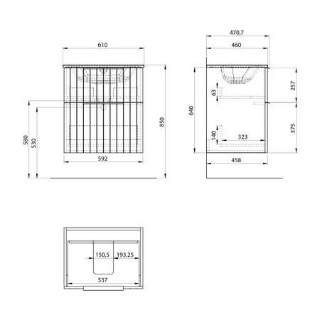 CIRASA szafka pod umywalkę 59,2x64x46cm, biały mat strip