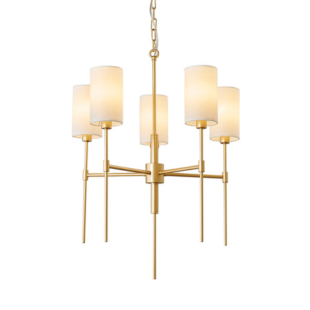 Lampa wisząca DARLING 60 cm - żyrandol złoty z białym abażurem