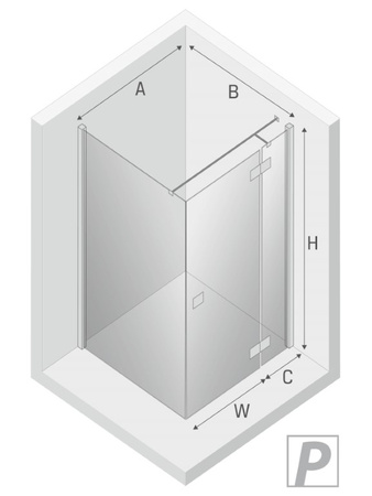 KABINA REFLEXA BLACK PROSTOKĄTNA L 80x90x200 CZYSTE 6mm ACTIVE SHIELD
