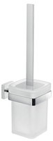 ELBA szczotka WC wisząca, szkło mleczne, chrom