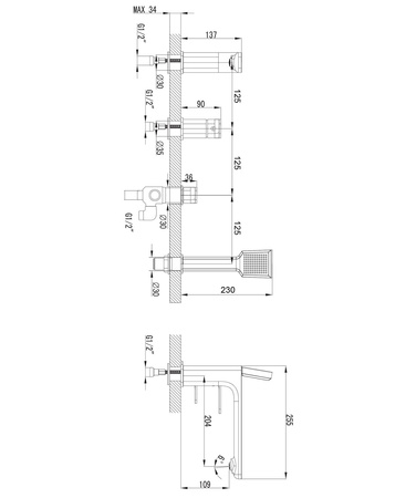 APURE bateria wannowa 4-otworowa