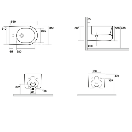 NOLITA bidet wiszący 35x55cm, biały