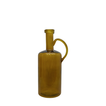 Handblown Glass Bottle Vase Amber