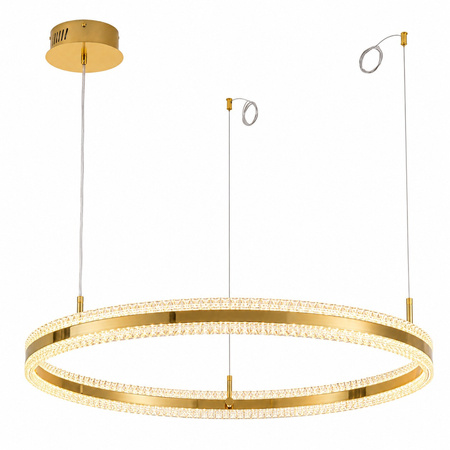 Lampa wisząca ARKADIA LED 80 cm - złoty połysk z kryształowym pierścieniem