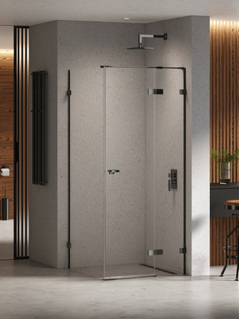 Kabina prysznicowa EVENTA BLACK CHROME 1D prostokątna P 110x120x200 szkło czyste 8mm Active Shield 2.0