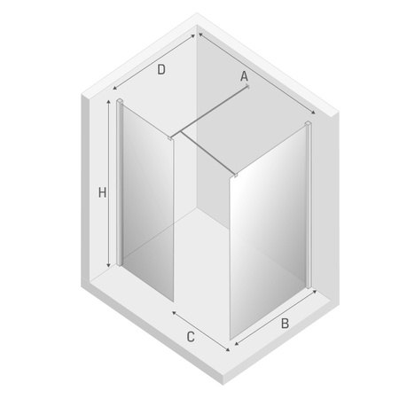 KABINA NEW MODUS WALK-IN U 120x80x200 CZYSTE 8mm ACTIVE SHIELD