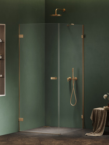 NZ2 Kabina prysznicowa OXIA GOLD BRUSHED 1D L 70x70x200 szkło czyste 8mm Active Shield 2.0