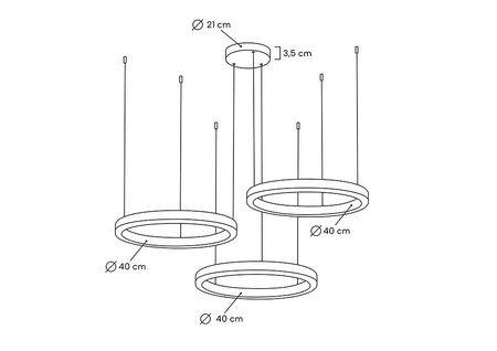 MOOSEE lampa wisząca RING 40 + 40 + 40    złota na jednej podsufitce