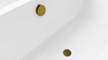 Zestaw odpływowy z napełnianiem, długość 600mm, korek automatyczny 72mm, złoty mat