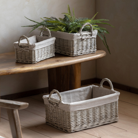 Rama Lined Baskets Natural S/3 470x330x200mm