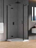 KABINA NEW AZURA BLACK PIĘCIOKĄTNA L 80x80x195 CZYSTE 6mm ACTIVE SHIELD