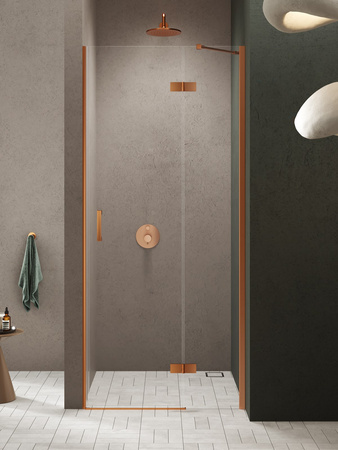 Drzwi wnękowe NESTA COPPER BRUSHED 1D P 120x200 czyste 6mm Active Shield 2.0