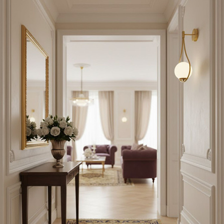 Lampa ścienna DROP, 45 cm - zloty szczotkowany, do wnętrz mieszkalnych i komercyjnych