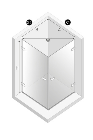 Kabina prysznicowa OXIA GUNMETAL BRUSHED 2D kwadratowa 70x70x200 szkło czyste 8mm Active Shield 2.0