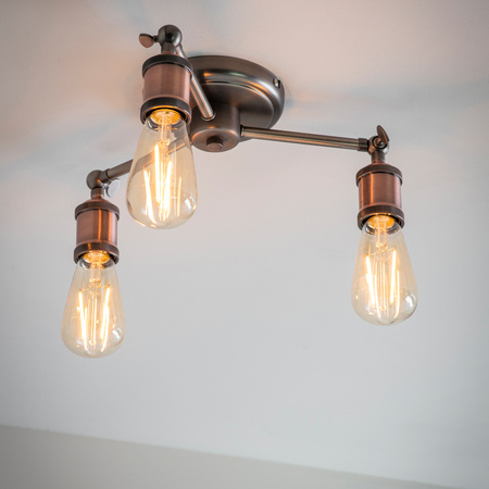 Lampa sufitowa Hal – 3-punktowa, postarzana miedź / postarzana cynowa, 35,5 × 50 × 13 cm