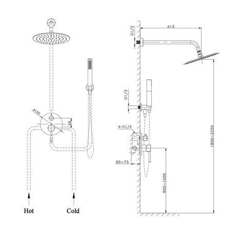 Podtynkowy zestaw prysznicowy z deszczownicą Orion Brushed Gold
