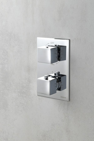 Bateria prysznicowa podtynkowa termostatyczna, 3 wyjścia, box podtynkowy, chrom