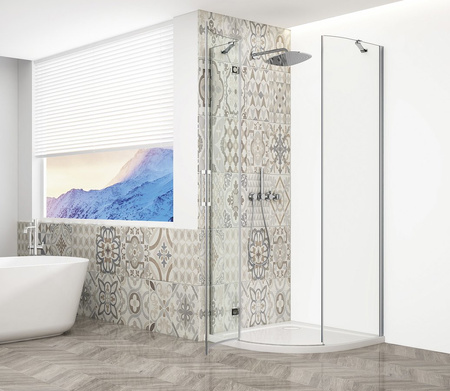 TRINITY CHROME kabina prysznicowa półokrągła 900x900mm, szkło czyste, lewa