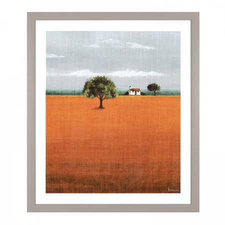 Obraz w ramie „Evening Glow” – szary / pomarańczowy, 60 × 3 × 70 cm