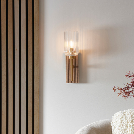 Grove  Wall Light Dark Beechwood/Vintage Brass