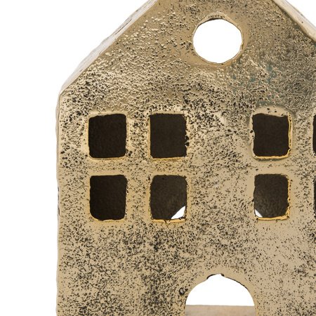 House Tealight Holder Antique Gold 130x70x185mm