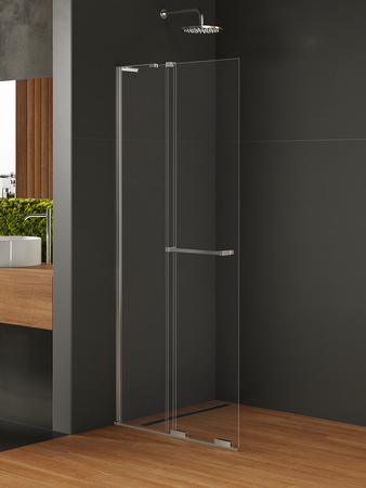 NZ2 Kabina prysznicowa SMART 1D walk-in U 80x200 szkło czyste 8mm Active Shield 2.0 - UCHWYT RELING-WSPORNIK KĄTOWY
