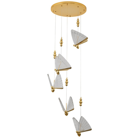 Lampa wisząca BEE LAMP 5, 45 cm- LED, złota, w kształcie motyla