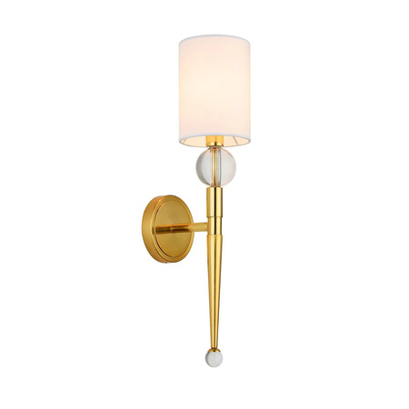 Lampa ścienna DAMA 52 cm-  złoty kinkiet z białym abażurem