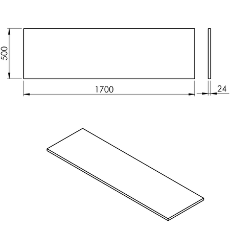 PLATO blat Rockstone 1700x24x500mm, biały mat