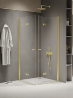 NZ2 Kabina prysznicowa NEW SOLEO LIGHT GOLD 2D kwadratowa 70x70x195 szkło czyste 6mm Active Shield 2.0 - składane