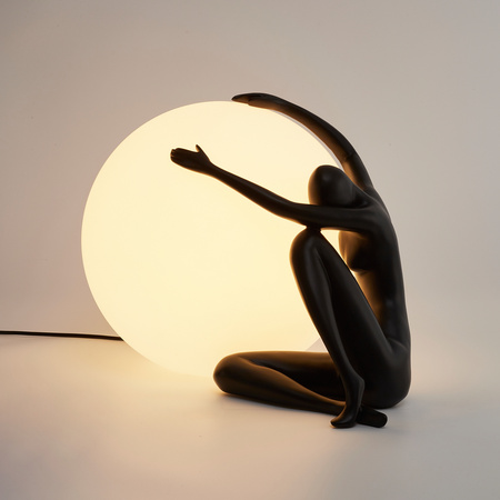 Lampa stołowa WOMAN-1 ,47 cm - czarna figura, biały klosz